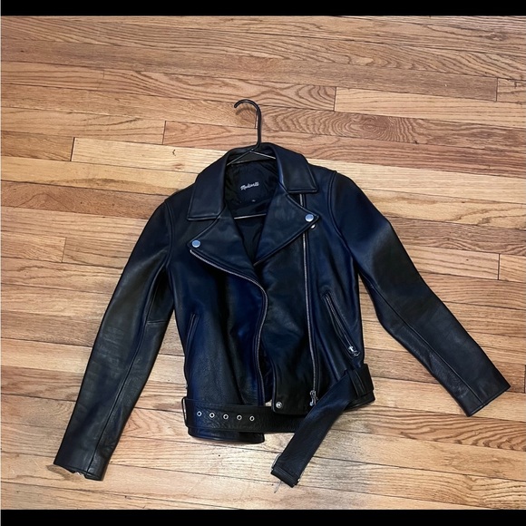 Madewell leather BIker jacket. Worn once. Amazing quality. Paid $550. - Picture 4 of 6